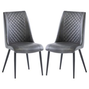 Adora Grey Faux Leather Dining Chairs In Pair