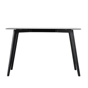 Brix Rectangular Smoked Glass Top Dining Table With Black Legs