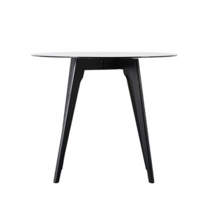 Brix Round Smoked Glass Top Dining Table With Black Legs