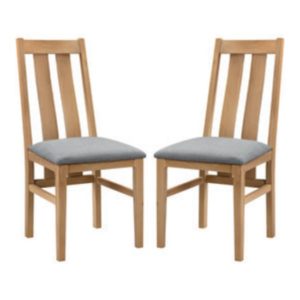 Callia Oak Wooden Dining Chair In Pair