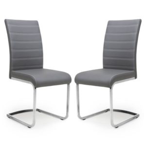 Conary Grey Leather Cantilever Dining Chair In A Pair