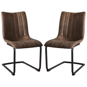 Edenton Brown Faux Leather Dining Chairs In A Pair