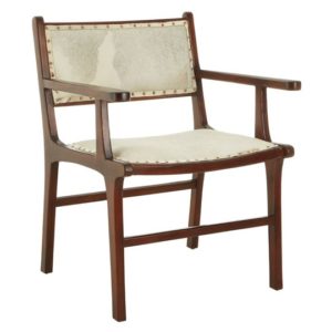 Formosa Leather Teak Wood Dining Chair In Brown