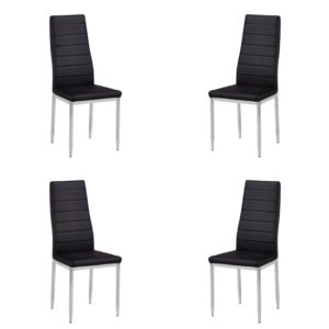 Gazit Set of 4 Faux Leather Dining Chairs In Black