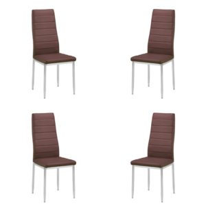 Gazit Set of 4 Faux Leather Dining Chairs In Brown