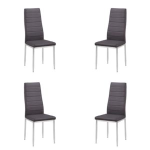 Gazit Set of 4 Faux Leather Dining Chairs In Grey