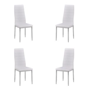 Gazit Set of 4 Faux Leather Dining Chairs In White