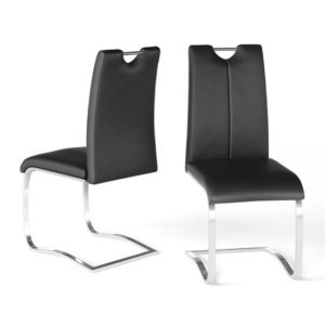 Gerrans Black Faux Leather Dining Chair In A Pair