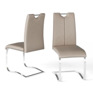 Gerrans Taupe Faux Leather Dining Chair In A Pair
