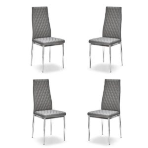 Kacia Set of 4 Faux Leather Dining Chairs In Grey