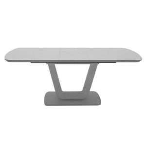Lazzaro Extending Glass Top Dining Table In Matt Light Grey
