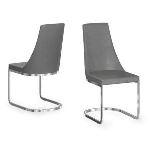 Markyate Faux Leather Dining Chair In Grey In A Pair