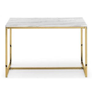 Sable Wooden Dining Table In White Marble Effect With Gold Legs