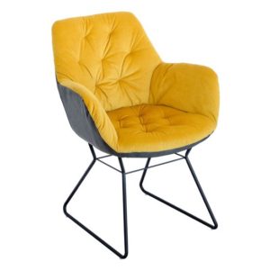 Titania Two Tone Faux Leather Dining Chair In Yellow