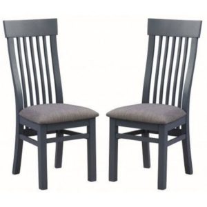 Trevino Midnight Blue Wooden Dining Chairs In A Pair