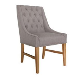 Winchester Truffle Linen Dining Chair With Wooden Oak Legs