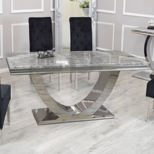 Avon Medium Light Grey Marble Dining Table With Polished Base