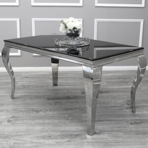 Laval Small Black Glass Dining Table With Chrome Legs