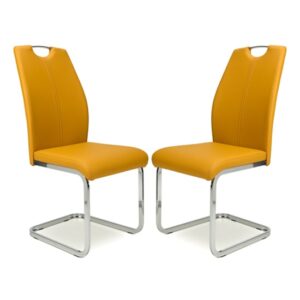 Towson Yellow Leather Effect Dining Chairs In Pair