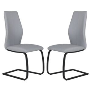 Adoncia Grey Faux Leather Dining Chairs In Pair