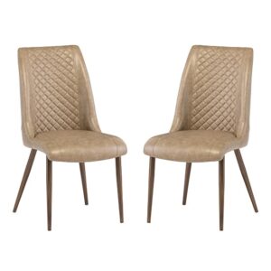 Adora Taupe Faux Leather Dining Chairs In Pair