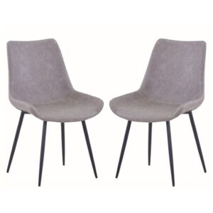 Imperia Light Grey Fabric Upholstered Dining Chairs In A Pair