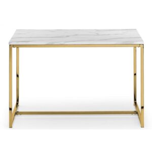Sable Wooden Dining Table In White Marble Effect With Gold Legs