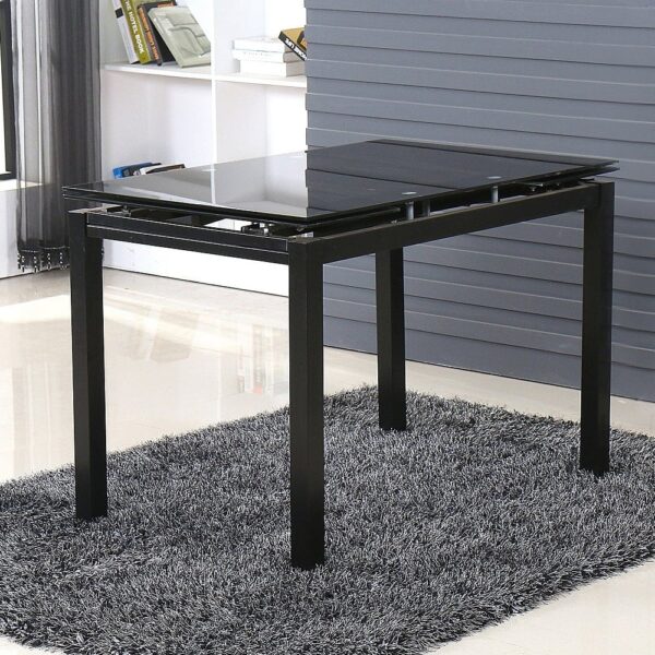 Helena Small Glass Extending Dining Table In Black
