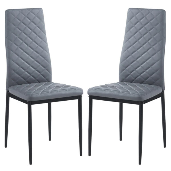 Laurel Grey Faux Leather Dining Chairs In Pair
