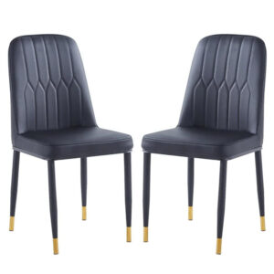Lima Black Faux Leather Dining Chairs In Pair