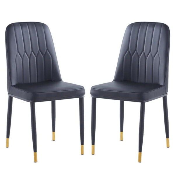 Lima Black Faux Leather Dining Chairs In Pair