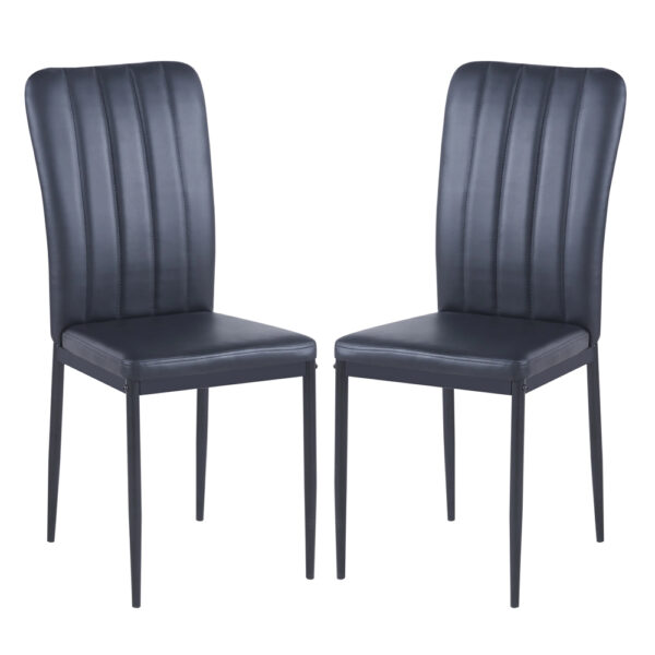 Logan Black Faux Leather Dining Chairs In Pair