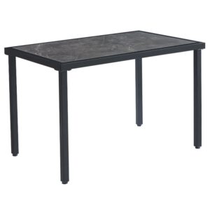 Ovid Gloss Grey Marble Effect Dining Table With Black Frame