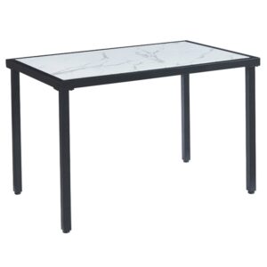 Ovid Gloss White Marble Effect Dining Table With Black Frame