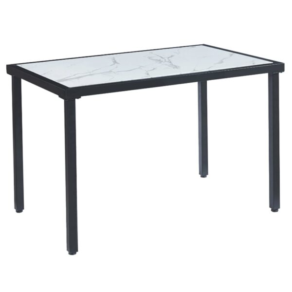 Ovid Gloss White Marble Effect Dining Table With Black Frame
