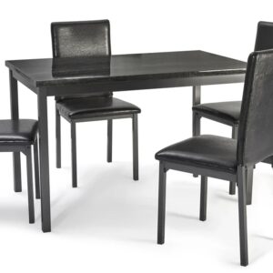 Ruston Large Gloss Dining Table In Charcoal Black Marble Effect