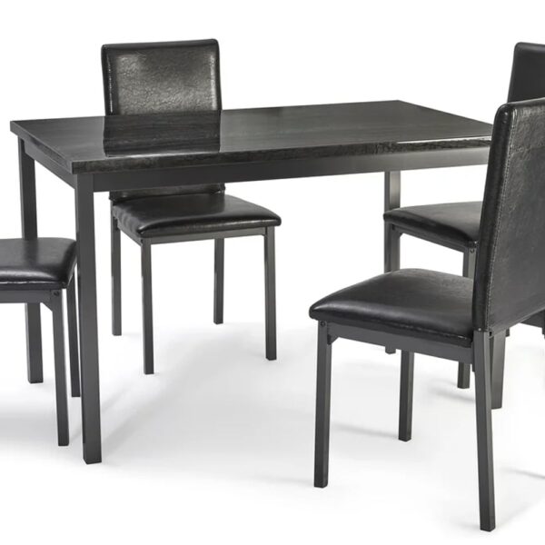 Ruston Large Gloss Dining Table In Charcoal Black Marble Effect