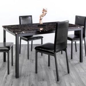 Ruston Large Gloss Dining Table In Wenge Marble Effect
