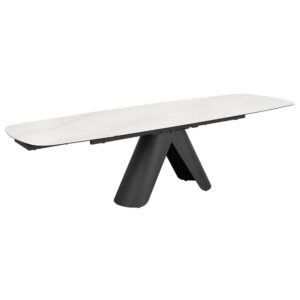 Opelousas Ceramic Marble Extending Dining Table In Matt White