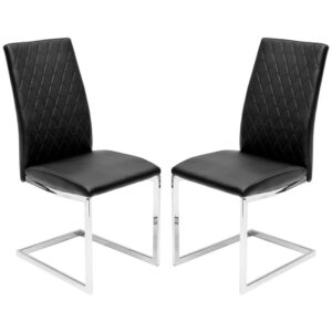 Quincy Back PU Leather Dining Chairs In Pair