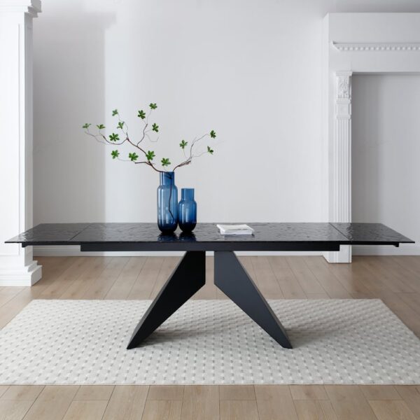 Silverton Glass Extending Dining Table In Carbon Black