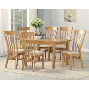 Trevino Oak Extending Dining Set With 4 Dining Chairs