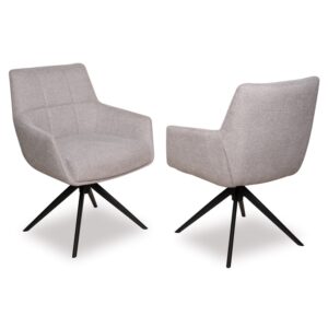Urbana Silver Grey Fabric Dining Chairs With Black Legs In Pair