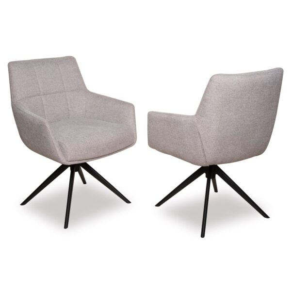 Urbana Silver Grey Fabric Dining Chairs With Black Legs In Pair